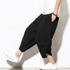 Summer Cotton Harem Pants Men Casual Hip Hop Trousers Drawstring Cross Bloomers Calf-Length Pants Joggers Streetwear